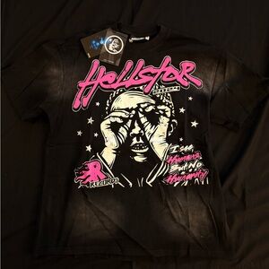 HELLSTAR GRAPHIC TEE PINK/BLACK MENS LARGE BRAND NEW
